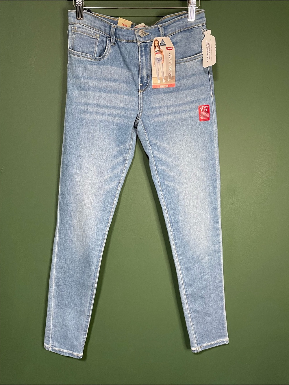 Levi's 710 Super Skinny Girls Blue Denim Jeans Size 16 Reg Adj Waist NWT